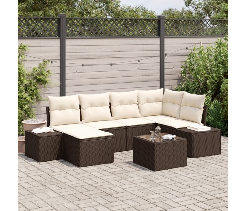 Conjunto de Sofá de Jardín  Conjunto de 7 Marrón y crema