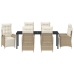 Set de Comedor de Jardín de 7 Piezas Ratán Poliéster Beige