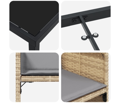Set de comedor de jardín  de 9 piezas con cojines de poliratán beige