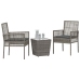 Set de Bistro de Jardín de 3 Piezas con Cojines en Gris de Poliratán