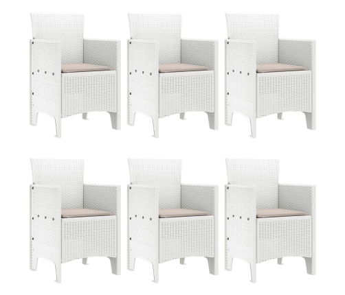 Conjunto de Comedor de Jardín de 7 Piezas Blancas de Ratán