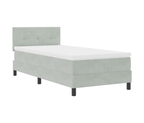 Cama con Somier  con Colchón Gris Claro 100x200 cm Terciopelo