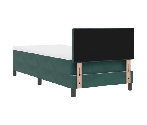 Cama Box Spring con Colchón  Verde Oscuro 90x200 cm Terciopelo