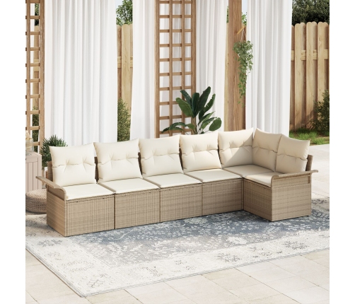 VidaXL Juego de Sofá de Jardín de 6 Piezas con Cojines Beige de Ratán Sintético