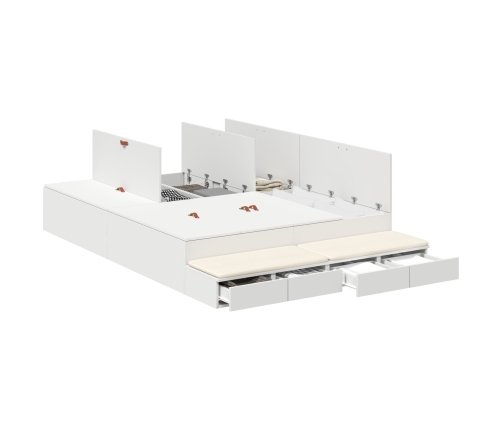 Marco de Cama con Almacenamiento  Blanco Madera Dura