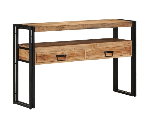 Mesas Auxiliares  Negras 120x33x75 cm de Madera Maciza de Acacia y Metal