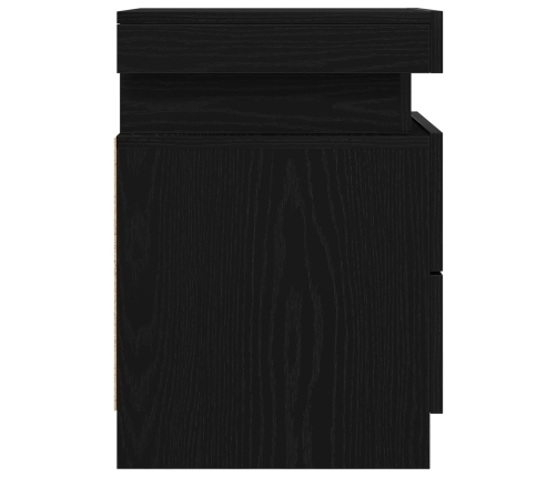 Cabinet de Noche  con Luces LED 2 pcs Negro Roble 35x39x55 cm