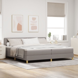 Cama Box Spring  con Colchón Taupe 200x200 cm Tela