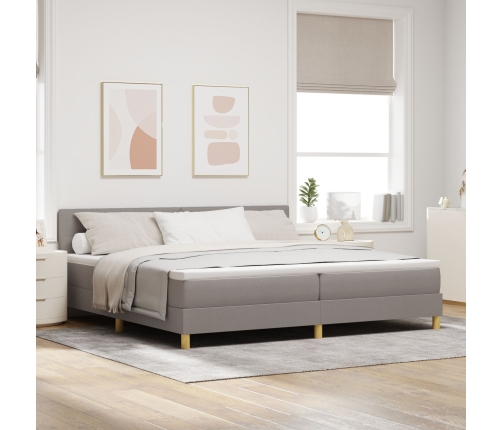 Cama Box Spring  con Colchón Taupe 200x200 cm Tela