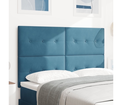 Cabecero  con botones acolchados en terciopelo azul oscuro de 140 cm