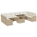 Conjunto de Sofás de Jardín  de 11 Piezas con Cojines Beige de Ratán Sintético