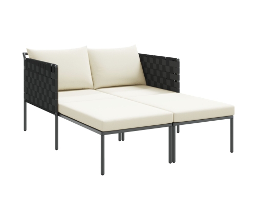 Tumbona  con cojines para 2 personas color antracita 115x153x69,5 cm de acero