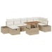 Conjunto de Sofás de Jardín  de 8 Piezas con Cojines Beige Poliratán
