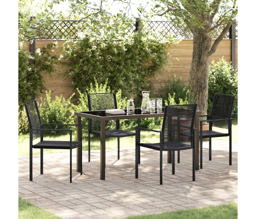 Conjunto de 5 Piezas de Comedor Jardín  Negro Rattan PVC