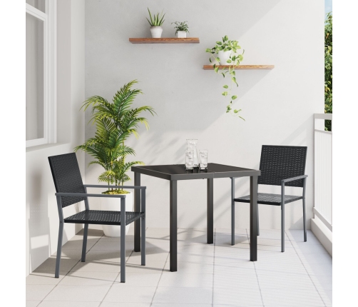 Conjunto de Comedor de Jardín  3 Piezas Negras de Poliratán