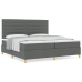 Cama con Box Spring  con colchón gris oscuro 200x200 cm tela