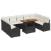 Conjunto de Comedor de Jardín  de 10 Piezas con Cojines Negro Ratán Poli Acacia