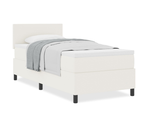 Cama con Somier  con Colchón Crema 100x200 cm Tela de Terciopelo