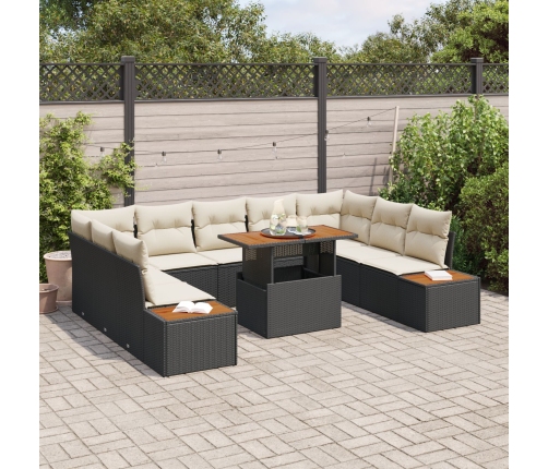 Conjunto de Sofá de Jardín  Set de 6 Marco negro con cojines beige