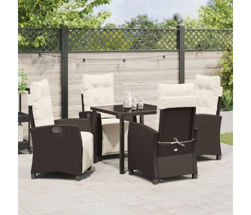Set de comedor de jardín de 5 piezas  de ratán polimérico marrón