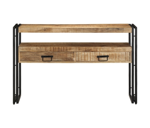 Mesas Auxiliares  Negras 120x33x75 cm de Madera Maciza de Mango y Metal