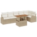 Juego de Comedor de Jardín de 7 Piezas con Cojines Beige Ratán Poliéster Acacia