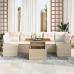 Conjunto de Comedor de Jardín  de 8 Piezas con Cojines Beige de Ratán Poliéster Acacia