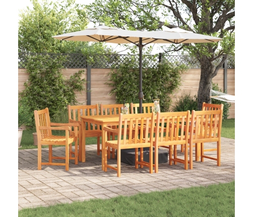 Juego de Comedor para Jardín de 9 Piezas en Madera Sólida de Acacia