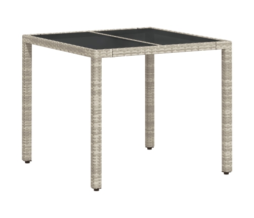 Set de Comedor de Jardín de 5 Piezas con Cojines Gris Claro de Poliratán