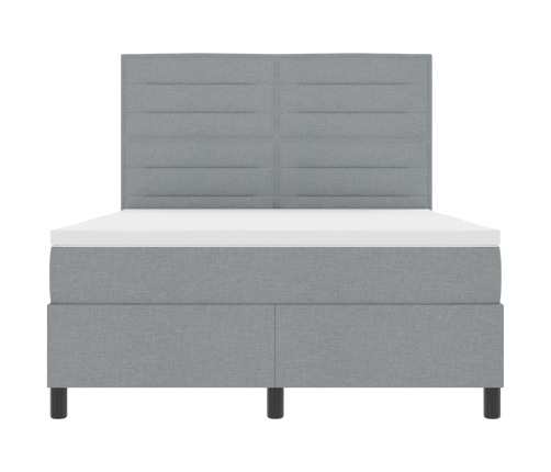 Cama con Box Spring  con Colchón Gris Claro 140x190 cm Tela