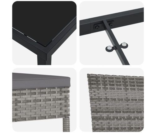 Set de Comedor de Jardín de 5 Piezas  Gris Poliratán