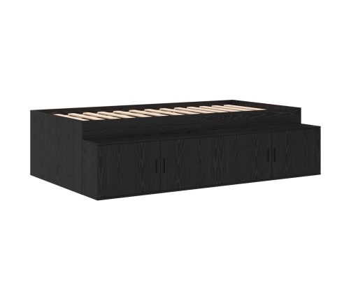 Estructura de cama de almacenamiento en roble negro 80x200 cm