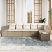 Conjunto de sofá de jardín  de 6 piezas con cojines Beige Poliratán