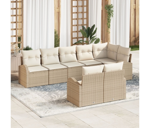 Juego de Sofá de Jardín de 8 Piezas con Cojines Beige Ratán