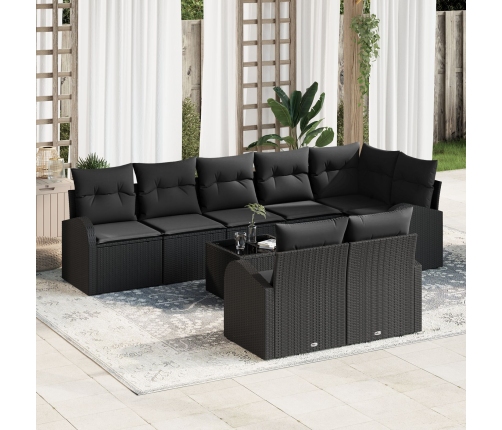 Conjunto de Sofá de Jardín de 9 Piezas con Cojines Ratán Beige