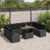 Set de Jardín de 10 Piezas con Cojines Negro Ratán Poli Acacia