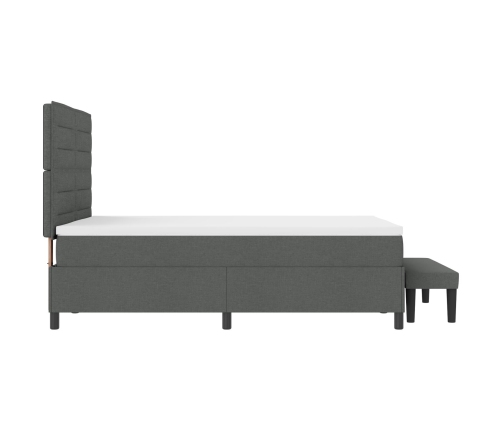 Cama con Box Spring  con Colchón y Banco Gris Oscuro 160x200 cm Tela