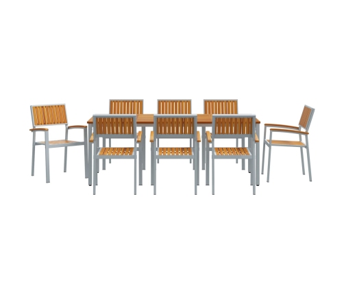 Juego de Comedor de Jardín Set de 9 Gris Aluminio Duradero