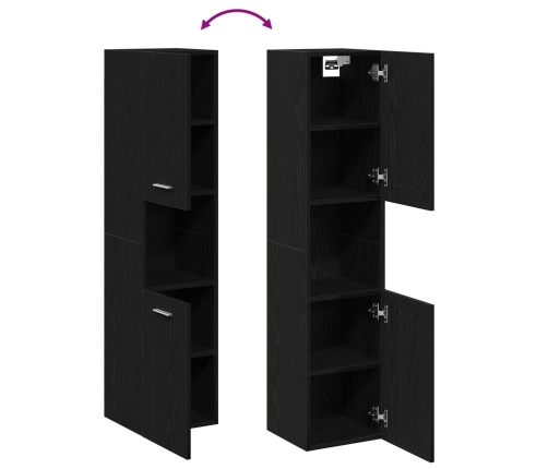 Gabinete de baño de pared  negro y roble de 30x30x130 cm, de madera compuesta