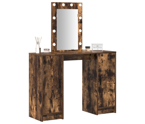 mesa de tocador  con luces LED Roble Ahumado 102x33x135 cm