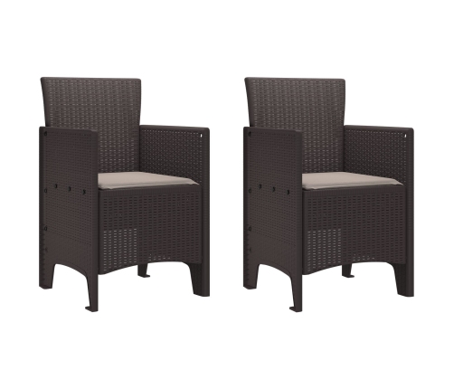 Sillas de Jardín de  con Cojines Set de 2 Marrón, Taupe