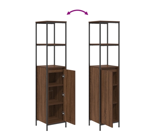 Juego de Muebles de Baño de 3 Piezas  en Madera de Roble Marrón