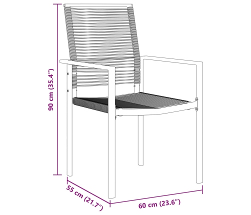 Conjunto de 5 Piezas de Comedor Jardín  Negro Rattan PVC