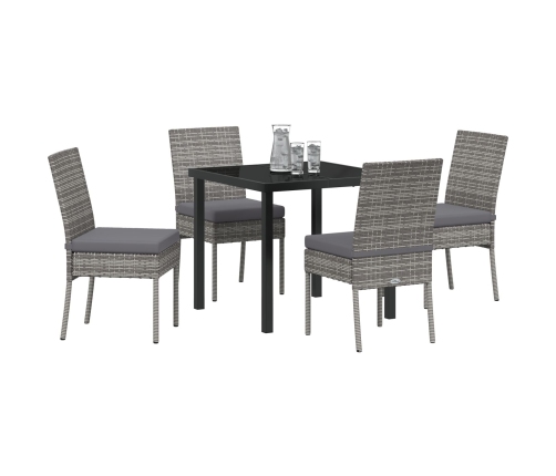 Conjunto de Comedor de Jardín  de 5 Piezas Gris Poliratán