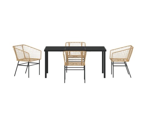 Conjunto de Comedor de Jardín  de 5 Piezas Rattán Poliéster Marrón