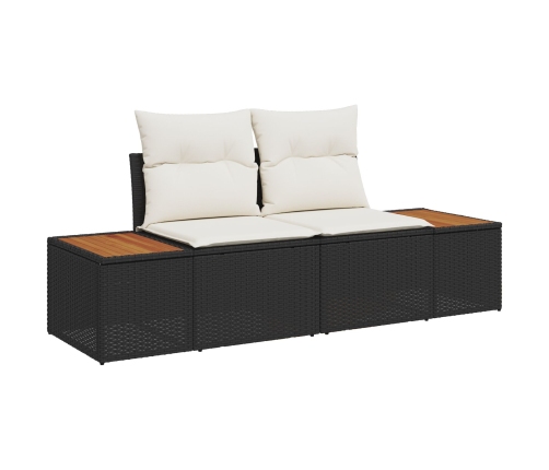 Conjunto de Sofás de Jardín de 8 Piezas con Cojines Negro Rattan