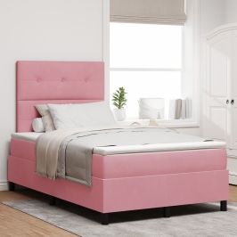 Cama con somier y colchón  Rosa 120x200 cm Terciopelo
