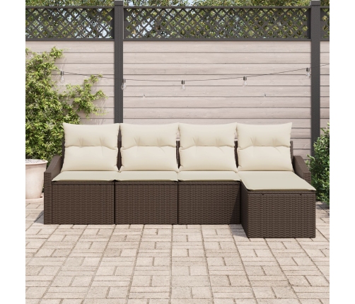 Conjunto de Sofá de Jardín  Set de 5 Marrón Ratán