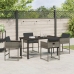Conjunto de Comedor de Jardín de 5 Piezas con Cojines Gris Ratan PE