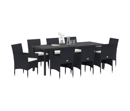 Juego de Comedor de Jardín de 9 Piezas  Negro Poliratán